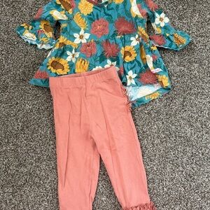 Ruffle Butts Floral Dress - Teal, Yellow, Orange